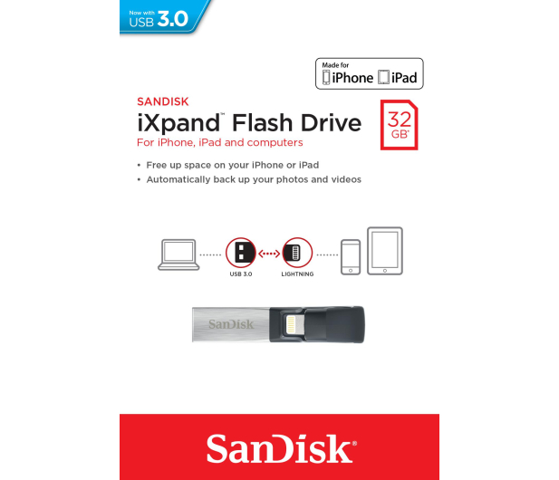 Sandisk 32GB iXpand iPhone/iPad (USB 3.0+Lightning) - 369913 - zdjęcie 4